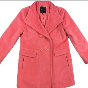 Talbots Wool blend Double Breasted peacoat jacket Coat salmon coral pink Size 8